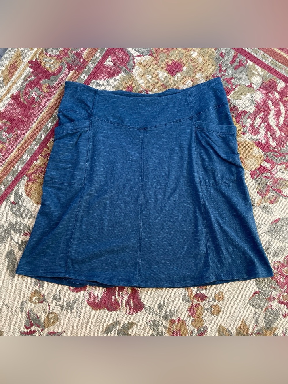 Toad &Co. Organic Cotton Chaka Midi Blue A-Line Pocket Skirt